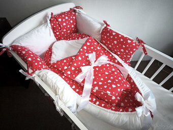 Nová souprava do postýlky srdíčka + bílý velvet - 8