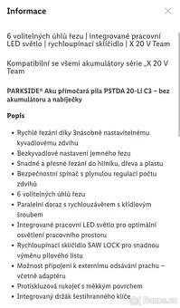 Aku přímočará pila Parkside - 8
