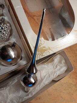 VÁNOČNÍ SKLENĚNÉ STŘÍBRNÉ RETRO OZDOBY SE ŠPICÍ - 8