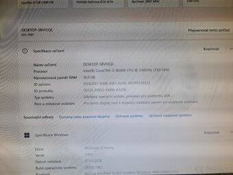 Herní PC Intel i5-8600K / GTX 1070 8GB / 16GB RAM - 8