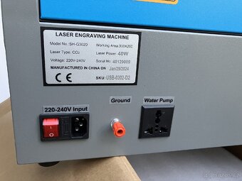 CO2 laser, laserová gravírka OMTech K40+ 40W 200x300mm - 8