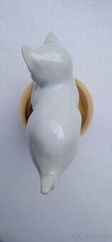 Porcelánová soška kočka na zlaté kouli, Rosenthal - 8