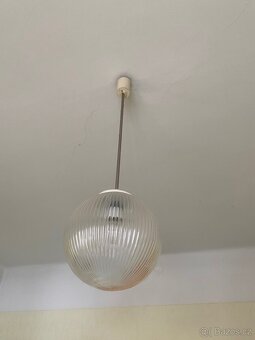 Lustr / Svítidlo / Lampa Retro sklo, mosaz, dřevo - 8