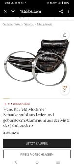 Hans Kaufeld / Designové houpacího křeslo kožené Relaxační. - 8