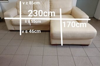 Kožená rohová sedací souprava - PRAVÁ KŮŽE - 8