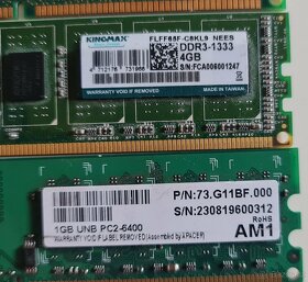 Paměti DDR3 4GB DDR2 2GB - 256MB + DDR1 512MB - 256MB - 8