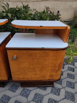 Starožitné Art Deco noční stolky - bílý opaxit - 8