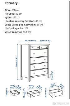 Komoda HEMNES - Šedá, Skvělý stav - 8