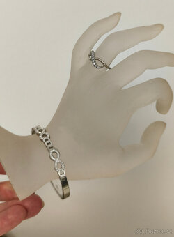 Souprava náramek + prstýnek z chirurgické oceli se zirkony - 8