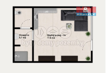 Pronájem, byt 1+kk, Milovice, ul. Armádní - 8