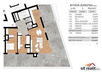 Atraktivní novostavba bytu 3+kk, celkem 89 m2, velká terasa - 8