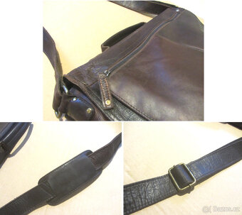 Vintage hnědá kožená pánská taška - 8
