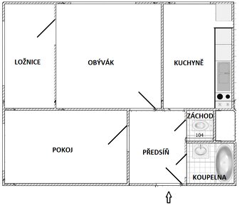 Prodej bytu 3+1, 59 m² Jablonec - 8