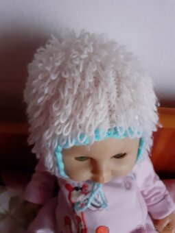 Retro zavinovačka, plátěné  košilky  kojenecké ,čepičky - 8