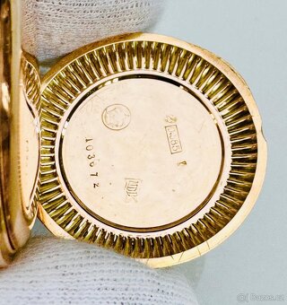 VZÁCNÉ 14K ZLATÉ KAPESNÍ HODINKY REMONTOIR S ŘETÍZKEM V ETUI - 8