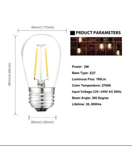 Světelný řetěz ŽÁROVKY 15m / 15 LED žárovek / 220V - 8