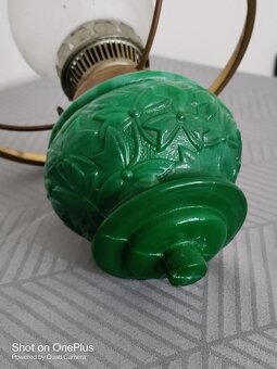 MALACHITOVÁ STAROŽITNÁ PETROLEJOVÁ LAMPA VYSOKÁ 50.CM - 8