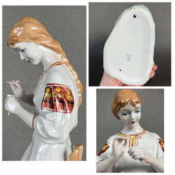 XL soška Dívka s kopretinou 29.5 cm, Polonne USSR - 8