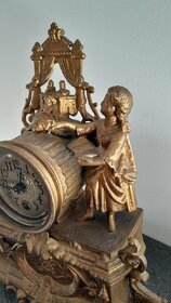 Starožitné krbove hodiny Brunfaut ,,komplet 3ks souprava - 8