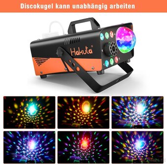 HAKUTA mlhový stroj, 600W s disco koulí a LED RGB světly - 8