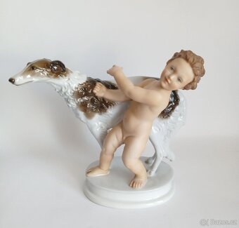 Porcelánová figurka puttiho a barzoje - Rosenthal - Německo - 8