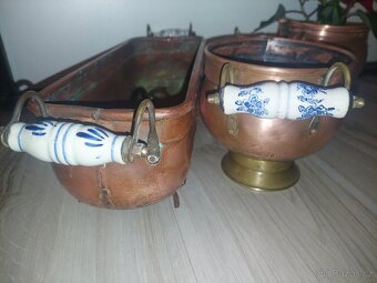 Staré MOSAZNÉ A MĚDĚNÉ NÁDOBY+kotlíky - 8