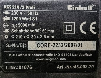 Pokosová pila Einhel KGS 210/2 Profi .Plně funkční na prodej - 8