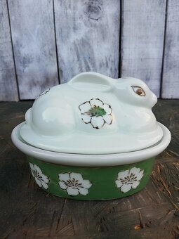 Retro porcelánová dóza, králík. - 8