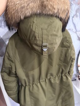 Luxusní, khaki parka/bunda s límcem - pravá kožešina - 8