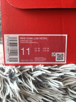 Nike Dunk Low Retro White/ Grey Fog - 8