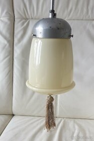 Starožitný lustr béžové stínítko se střapcem - 8