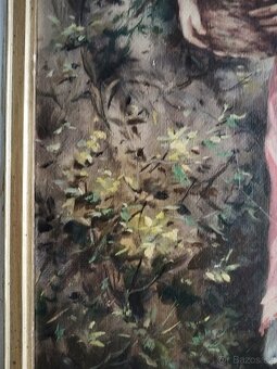 obraz DÍVKA S OSLÍKEM, olej, sign. nenalezena - 8