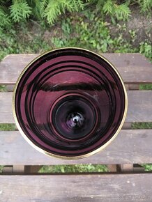 Váza, 70. léta, pozlacené fialové sklo vzor pampelišky - 8