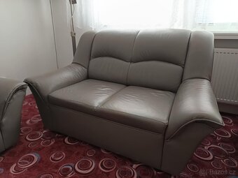 Kožená sedací souprava DUBAJ LUX 3+2 (tmavší šedá) - 8