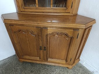 Rustikální příborník / rohová komoda + vitrína, masív - 8
