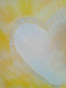 Ručně malovaný obraz Srdce, akrylové barvy, zlatá - 8