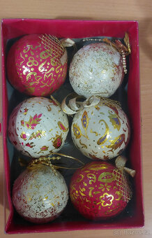 Vánoční ozdoby - starožitné papier-mâché baňky - 8