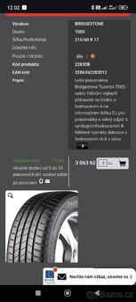 17" LETNÍ SADA PNEU 215 60 17 7,5MM - 8