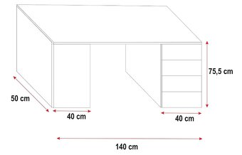 Nová multifunkční patrová postel, psací stůl, skříň - 8