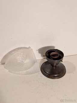 mosazný secesní lustr vybrušované matové stínidlo až 2ks - 8