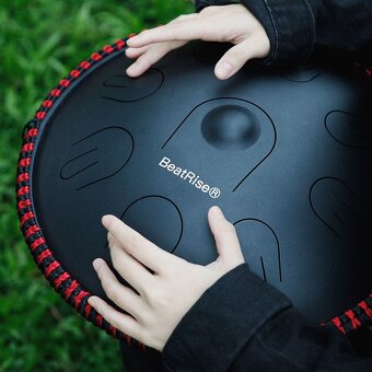 BeatRise 9 Notes 14 Inch Handpan Drum in Key D Minor (Black) - 8