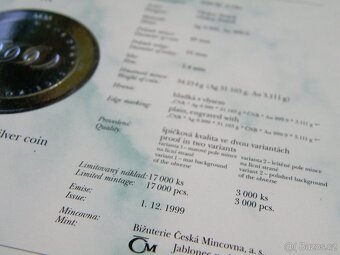 Certifikát pravosti k bimetalové minci 2000 - 2000Kč - 8