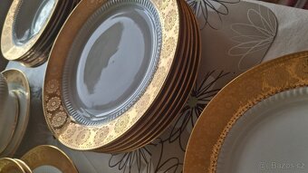 luxusní 25 dílná zlatá jídelní souprava porcelánu - 8