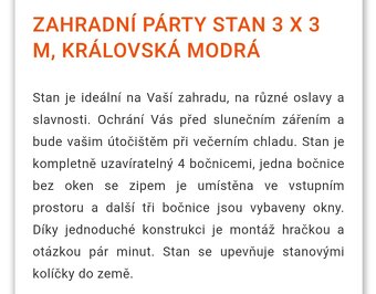 Párty stan 3x3m modrý - 8