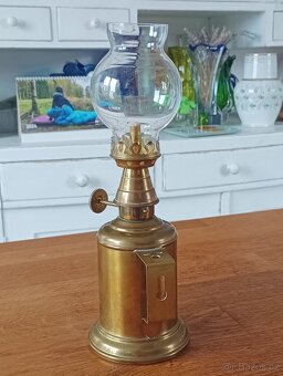 FRANCOUZSKÁ STAROŽITNÁ MOSAZNÁ LAMPA GAUDARD–OLYMPE,CCA 1925 - 8