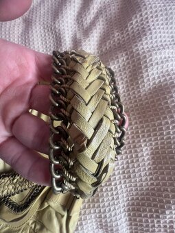 Kožená kabelka/brašna/taška žluto/zelená - 8