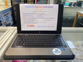 HP 630 15,6“/Intel Core i3/SSD 240GB/ RAM 4GB/ GRAFIKA: Int - 8