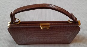 Vintage kožená kabelka v kovovém rámu - 8