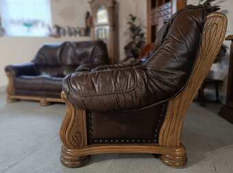 Kožená, rustikální sedací souprava 2+1+ stůl. TOP - 8