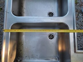 nerezový trojdřez, police na gastro nádoby, dvojdřez - 8